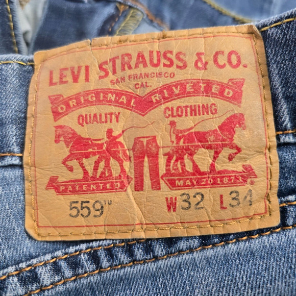 Levi's 559 Jeans Men's 34 x 31 (tag 32 x 34) Blue Dark Wash Relaxed Straight - Picture 8 of 16